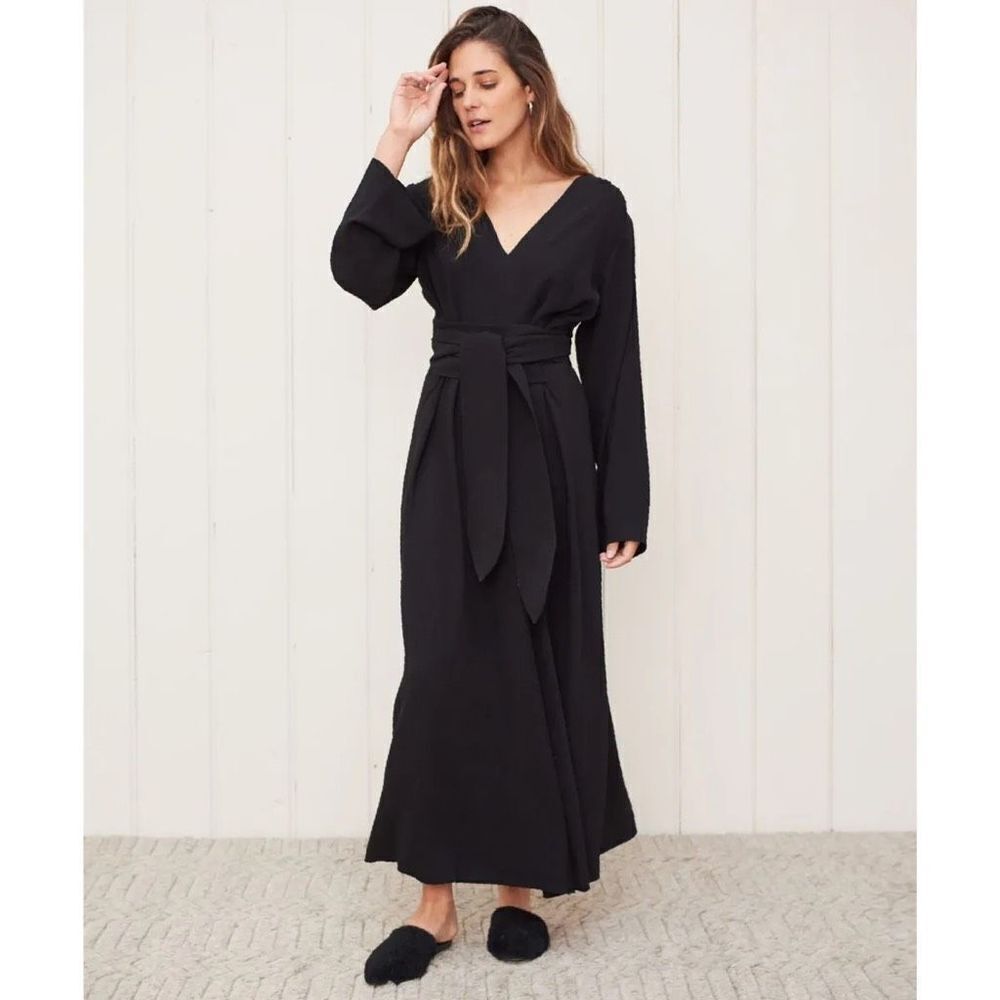 Jenni Kayne Kate Crepe V Neck Long Sleeve Maxi Dress